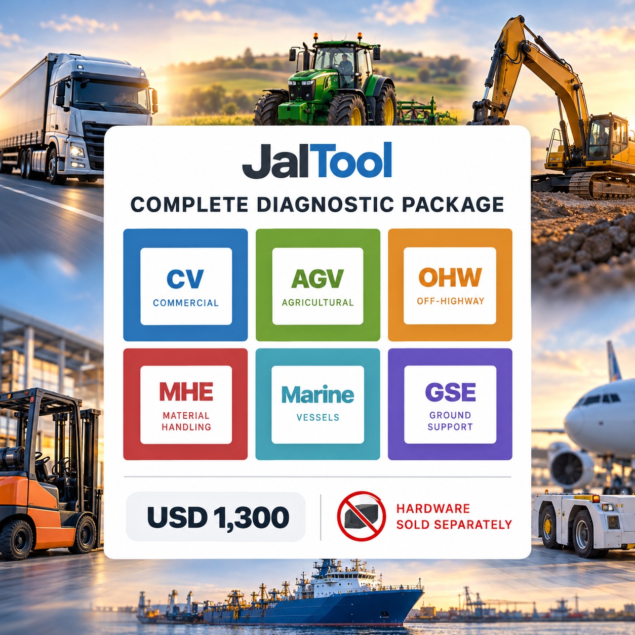 JalTool Complete Diagnostic Package full CV AGV OHW MHE GSE Marine software activation